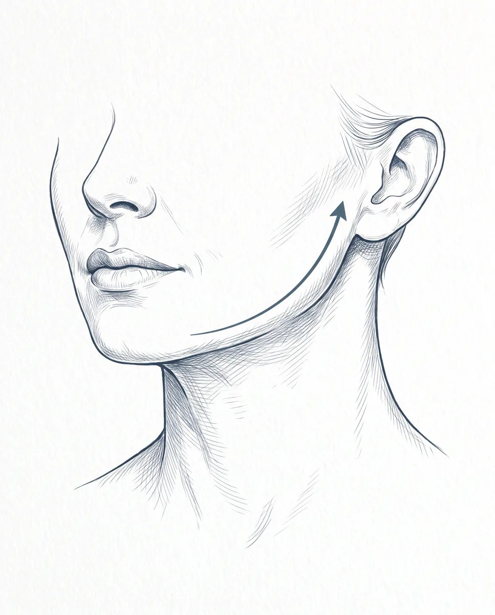 Ilustração do contorno da mandíbula